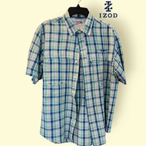 IZOD Men's SurfCaster Cooling Sports Fishing Short Sleeve Button Down Shirt - Picture 3 of 10